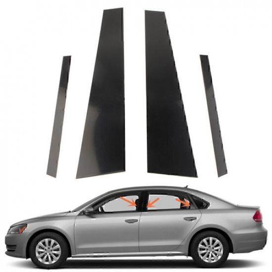?4pc Set Door Trim Pillar Posts Black Cover For VW Jetta 2012-2018 4dr Sedan
