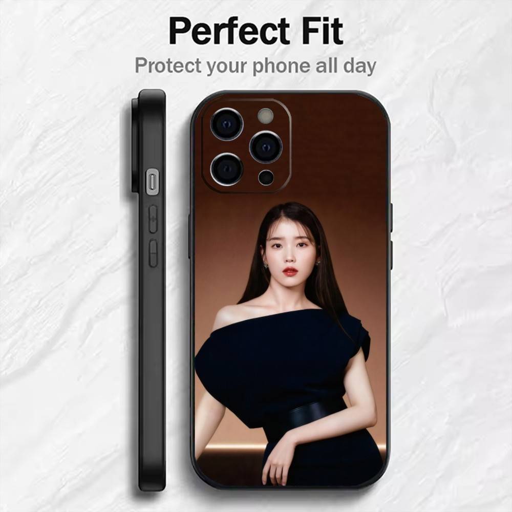 I-U J-Ji-eun Lee-e Printing Phone Case For iPhone17,16,15,14,13,12 Plus,Max Soft Silicone Black Cover