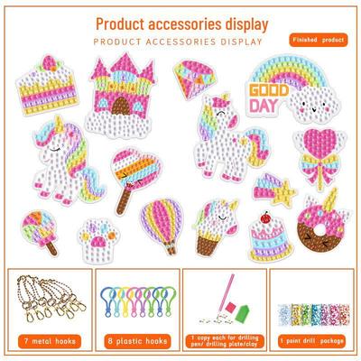 Mermaid Unicorn Ice Cream DIY Diamond Painting Keychain for Children