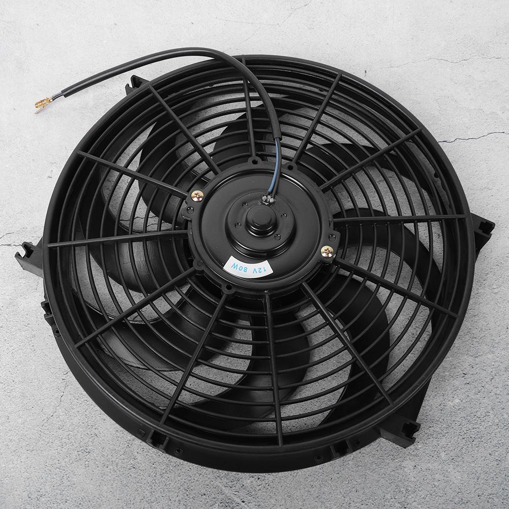 14in Electric Slim Radiator Cooling Fan Assembly 12V Universal Parts with Mounting Kit