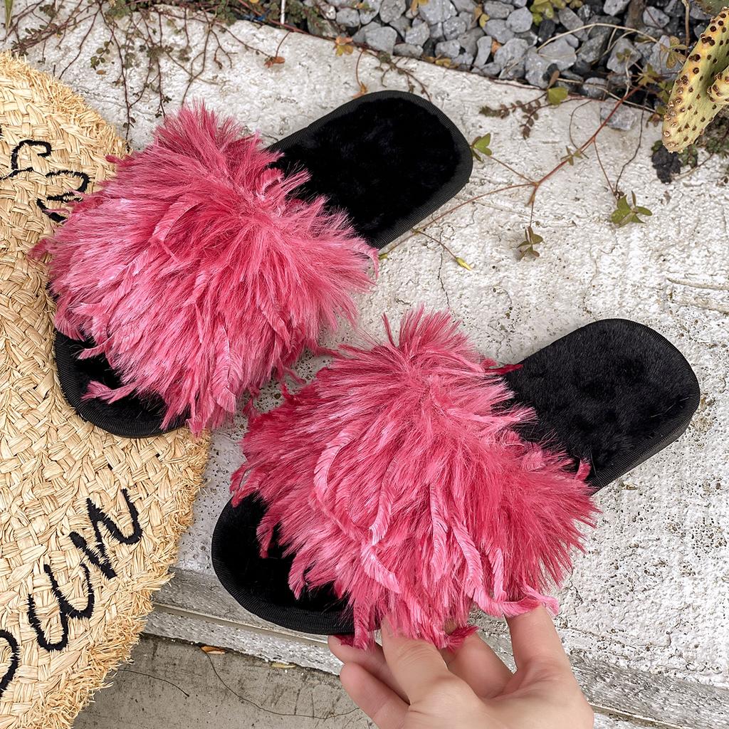 Fashion Women Slippers Warm Slides Casual Flat Low Heels Shoes for Women Solid Fur Short Plush Women Shoes Plus Size