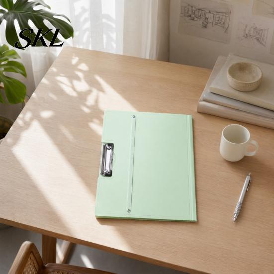 Wear-resistant File Holder Folder for A3 Size Paper, Document Organizer with Metal Plastic Clip, Solid Color Clipboard Home School Office Supplies