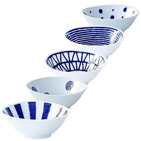Nishikai Toki Hasami-yaki Plate Set Lightweight Small Bowls Mini 5 Patterns Tableware Diameter Approximately 10cm Aitama Pattern Gift Birthday Stylish