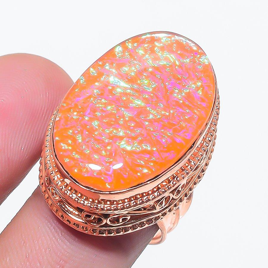 

Натуральный оранжевый триплет опал 925 стерлинговое серебро ювелирное кольцо размер 8 H0R24