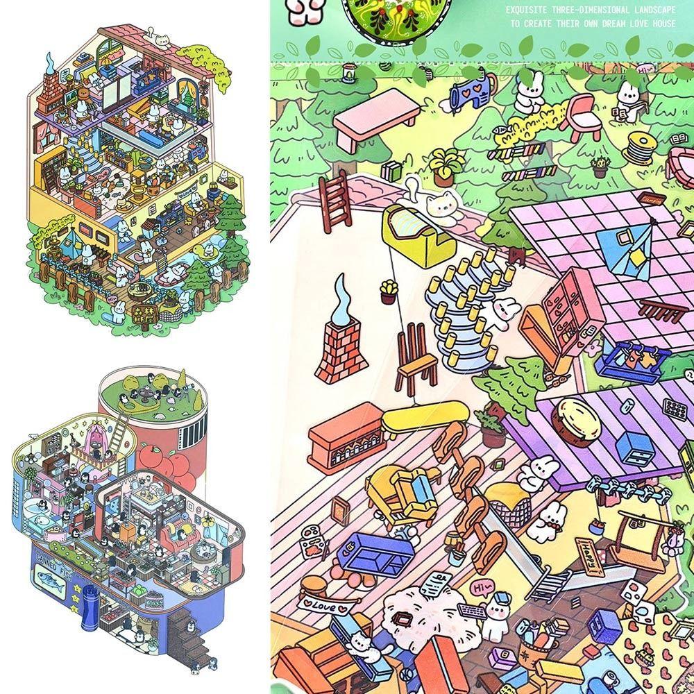 

Cartoon 3D Landscape Stickers Stress Relief Landscaping Making Sticker Decorative Stickers For Kid Forest Treehouse