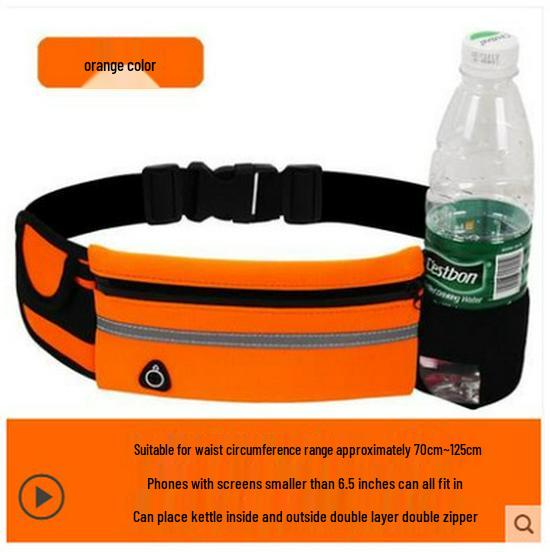 

Unisex Multifunctional Running Waist Bag with Water Bottle Holder & Reflective Strips 4-6 inches оранжевый