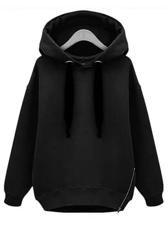 Women's Casual Loose Hooded Sweatshirt with Velvet Lining for Autumn/Winter 2024