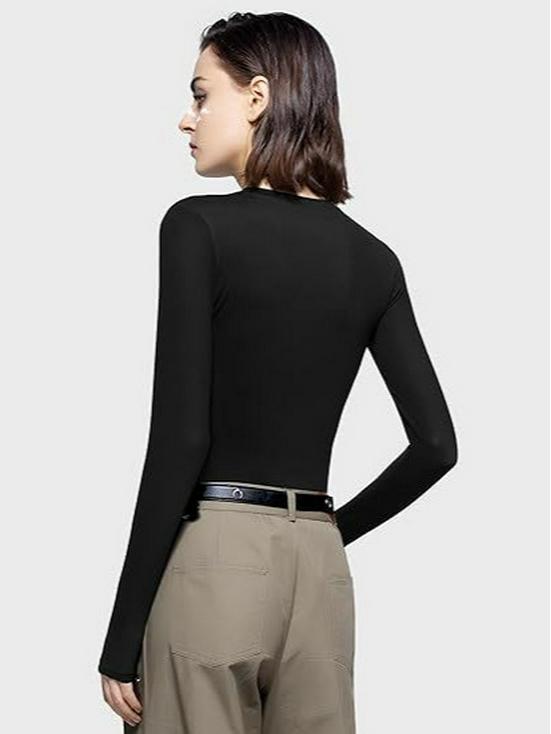 Autumn Long-Sleeve Slimming Pullover: Women's Round Neck Top