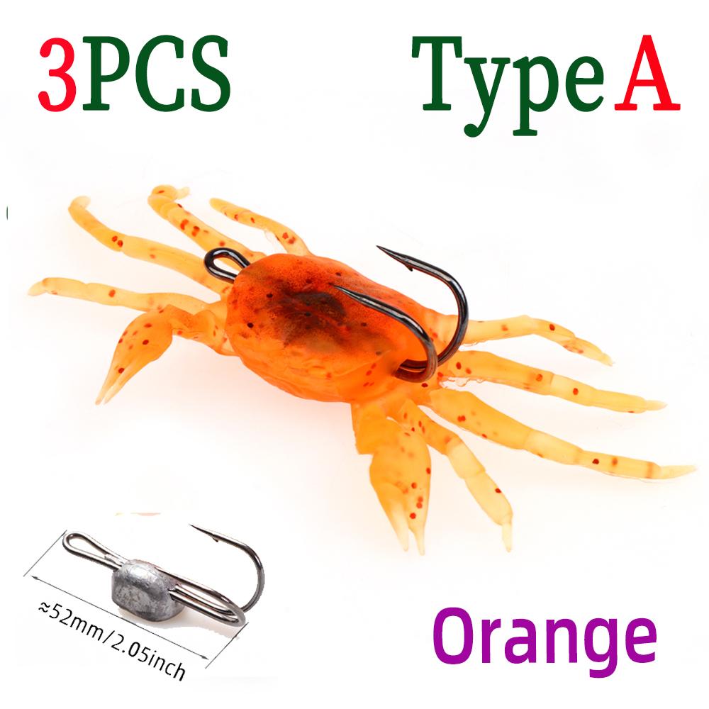 3 PZ/6 PZ Esca da Pesca Morbida Realistica 3D a Forma di Granchio - Antialga per Acqua Salata/Dolce per Persico Spigola, Cernia, Sgombro - Azione di Nuoto Lento e Laterale