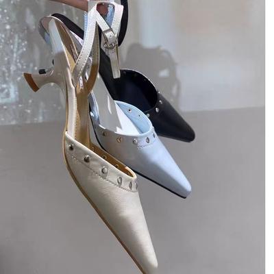 Model 22 Summer New Pointed Sandals Bag Head Empty Sandals European and American Shoes and Heels