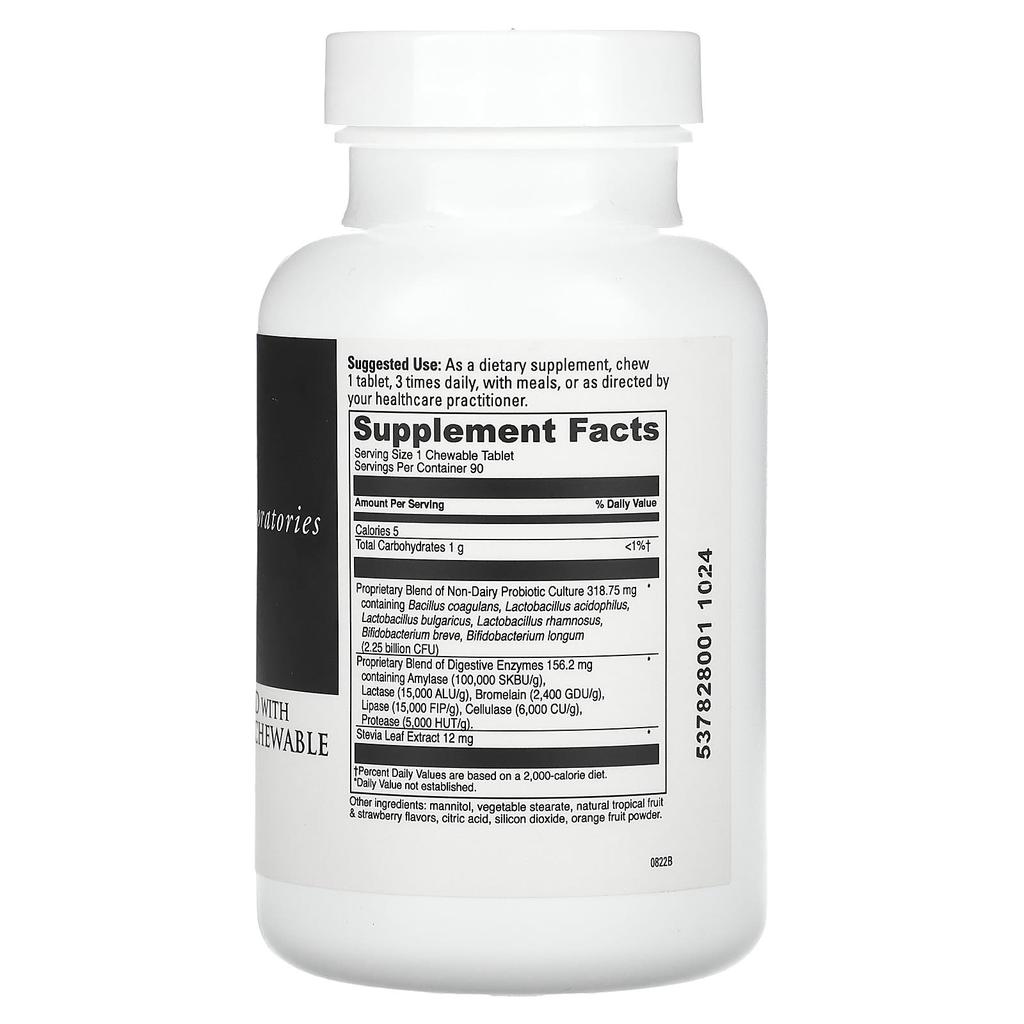 DaVinci Laboratories of Vermont Chewables with Mega Probiotic ND and Digestive Enzymes, 90 Chewable Tablets