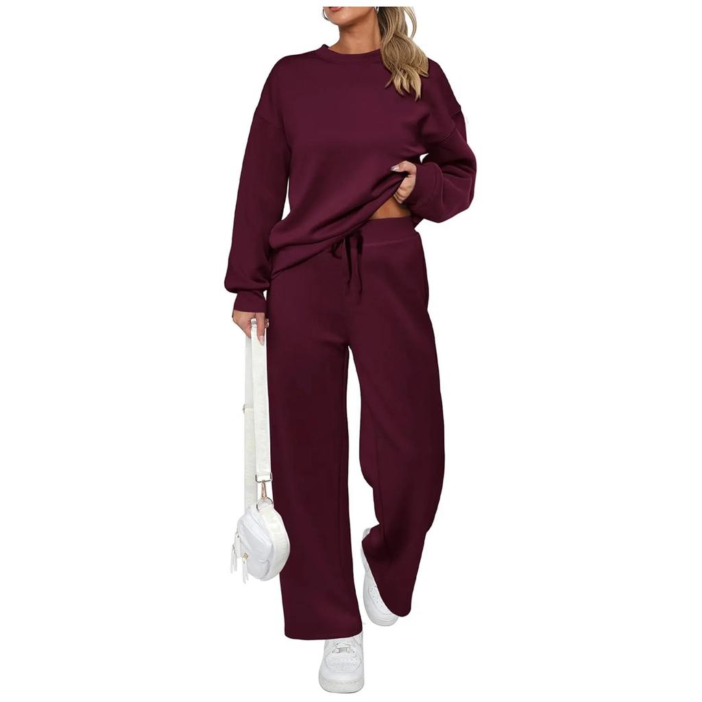Women's 2 Piece Solid Color Casual Sportswear Long Pants Set