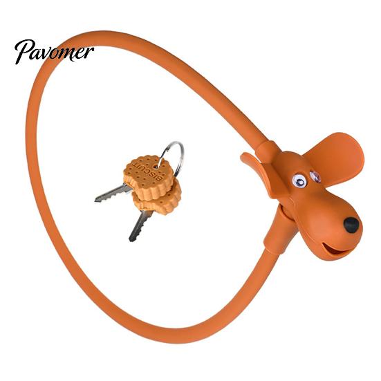 Key-operated Bike Lock with Keys Cute Biscuit Dog Cable Anti-Theft Secure Silicone Covered Bicycle for Helmet Door Skateboard Anti-theft Bicycles