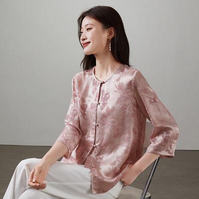 SOFSIL Women's New Chinese Style Jacquard Satin Shirt