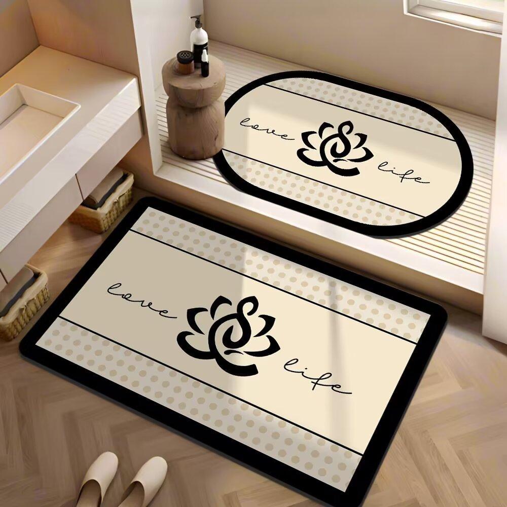 Amerikaanse Badkamerkast Diatomeeënaarde Deur Absorberende Mat Sneldrogende Antislip Mat Toilet Toilet Deurmat Tapijt 40 * 60 [rectangle] + 40 * 60 [oval]