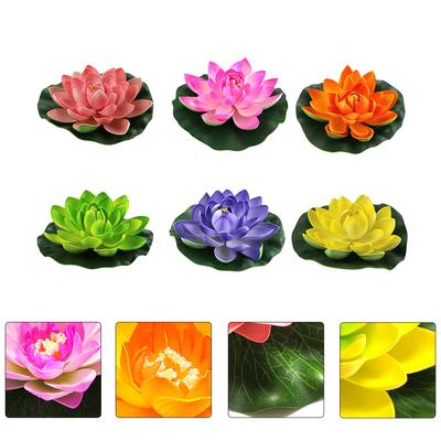 6 PCS Artificial Lotus Purple Simulation Water Lily Orange Vivid Decorative Eva Imitation False Dance Props Blue