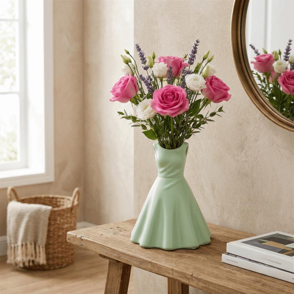 3D Printed Princess Dress shape Vase Romantic Desktop Ornament Flower Ware Coffee Table