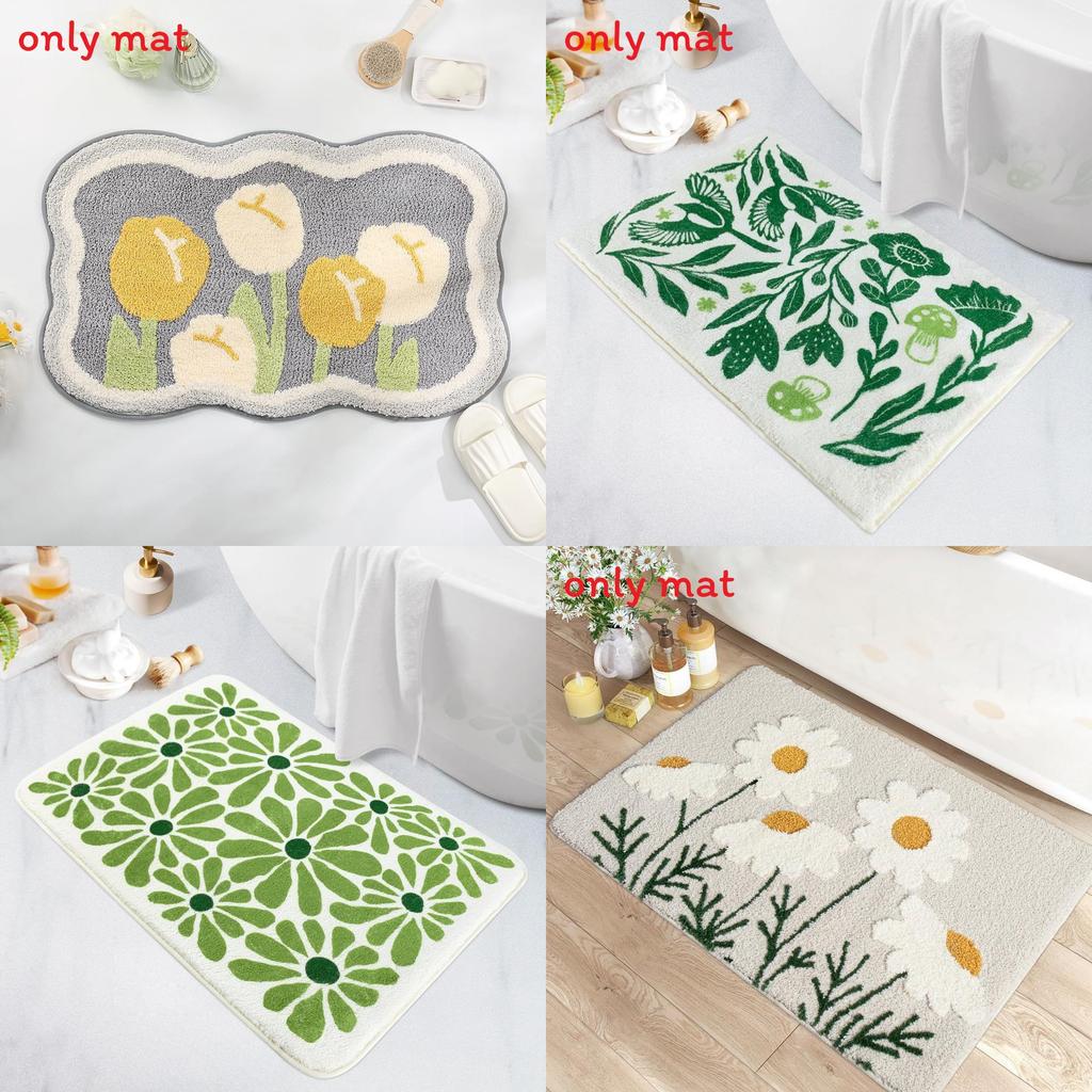 Sweet Flower Pattern Plush Absorbent Floor Mat Carpet For Living Spaces