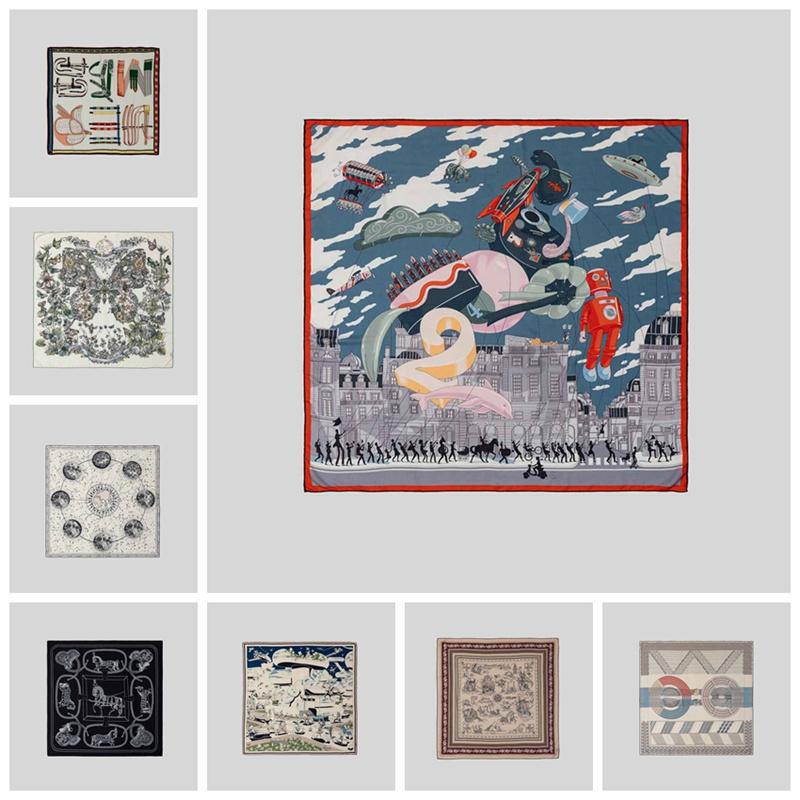 Eșarfă 130*130cm 30% Mătase +70% Lână Retro Vintage Șal Luxos Moale Înfășurare Mare Caldă de Iarnă pentru Femei