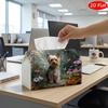 2D Flat, 1pc Tissue Box, Printed On Both Sides, Tissue Box Holder Yorkie Puppy In a Floral Setting Multifunctional Napkin Dispenser for Home, Party, C