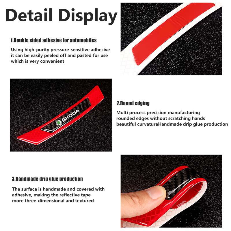 AAFM1 For Skoda Car Wheel Eyebrows Reflector Sticker Strip Safety Warning Reflective Accessories Fabia Kamiq Superb Scala Enyaq-iV MK3