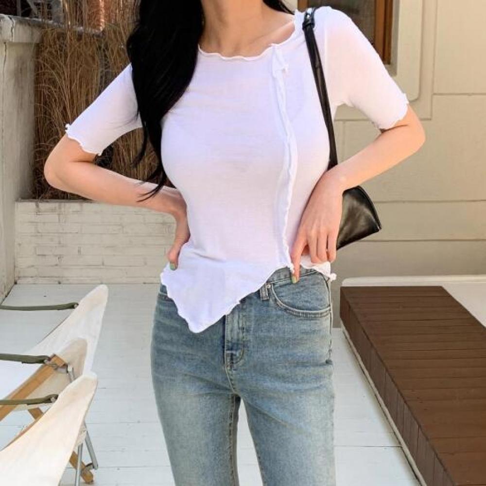 New Arrivals Open Run Women Wave ShorT Sleeve BoaT Neck T shirT