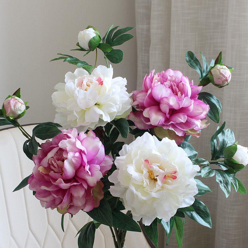 Silk Peony Bouquet - Artificial Floral Arrangement for Home Decor & Photo Props