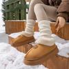 Winter Snow Boots with Plush Thick Soles for Home Warmth and Odor Prevention, Worn Outside with Plush Anti Slip Waterproof Cotton Shoes