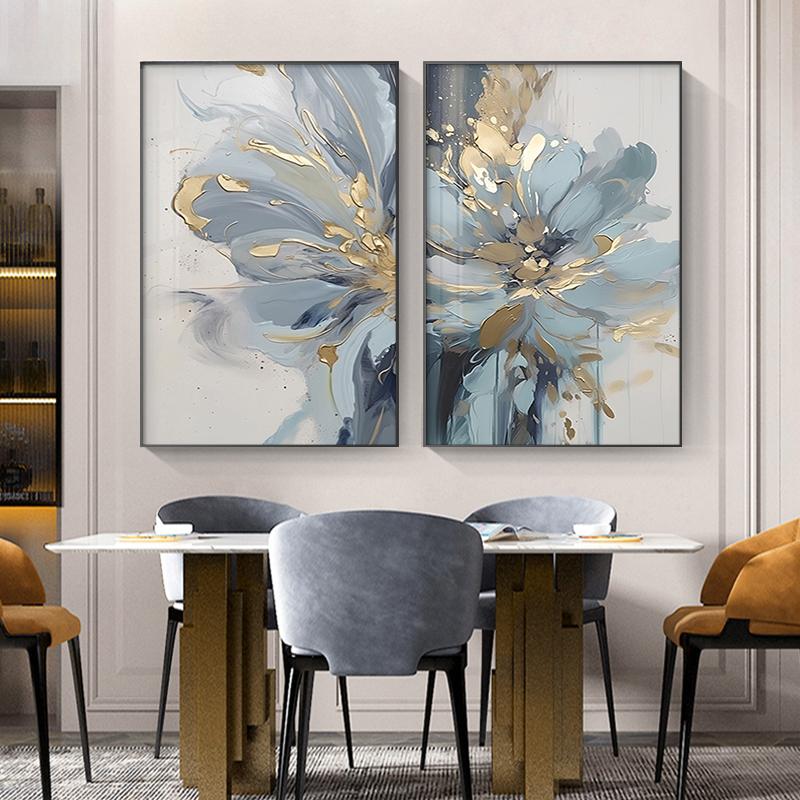 Luxus-Gemälde für Wohnzimmer Wanddekoration Abstraktes blaues Blumenmuster Leinwanddruck Wandbilder Schlafzimmer Eingang Modernes Wandbild