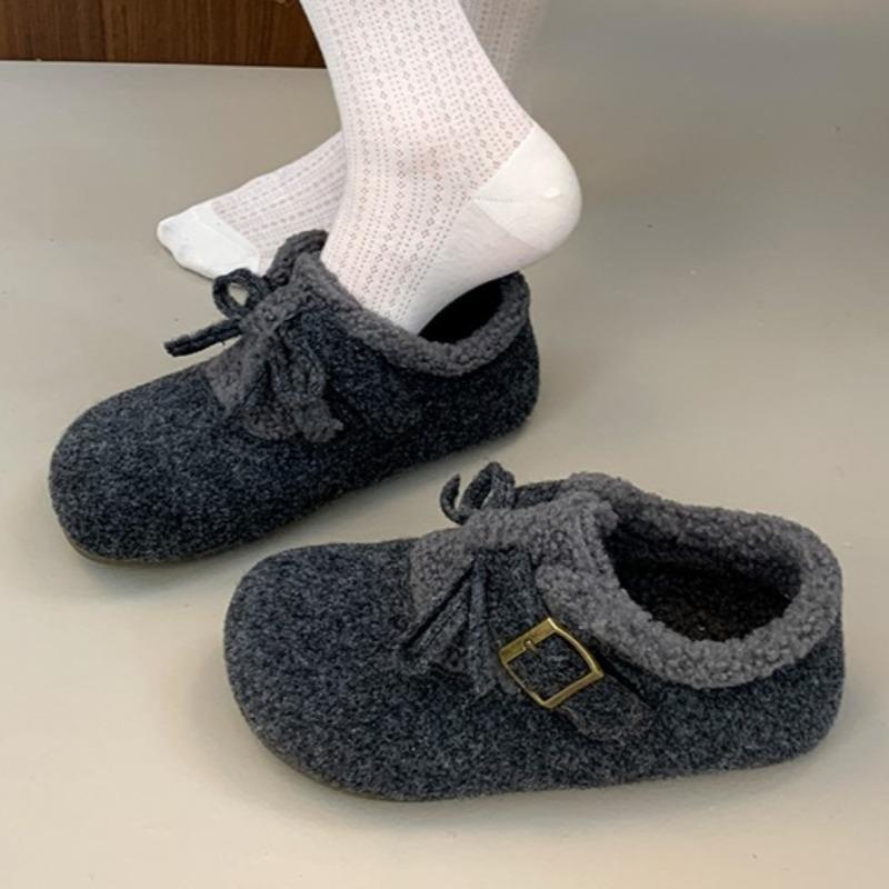 Fashion Bow Women Flats Loafers Shoes 2025 Winter Comfortable Fad Buckle Shoes New Casual Sneakers Elegant Classical Zapatillas De Mujer