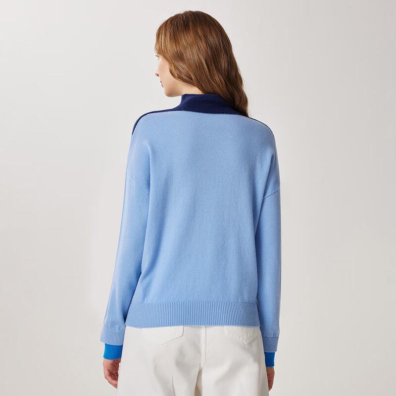 Zhaojun Women's Colorblock Wool Mock Neck Sweater