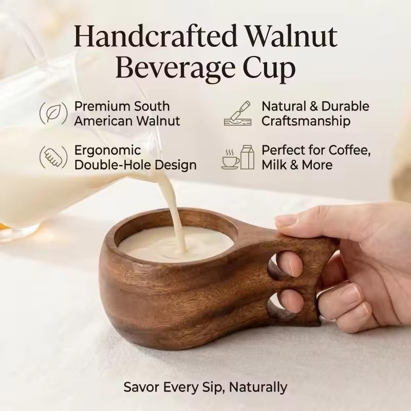 Nordic Style Finland Wooden Mug, Handmade Outdoor Camping Travel Coffee Beer Cup Portable Drinkware