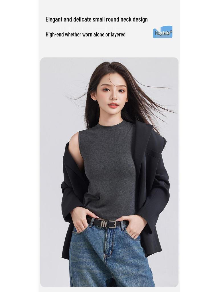 Tencel Lyocell Women's Sleeveless Knit Vest - Loose Round Neck Slimming Top