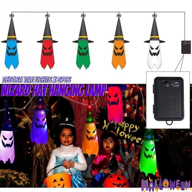 5pcs New Halloween LED decorative lights ghost hanging lights and Ghost Festival room atmosphere decoration lights