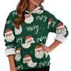 Women's Fashionable Casual Long-Sleeved Christmas Print Fleece-Lined Thick Hooded Sweatshirt