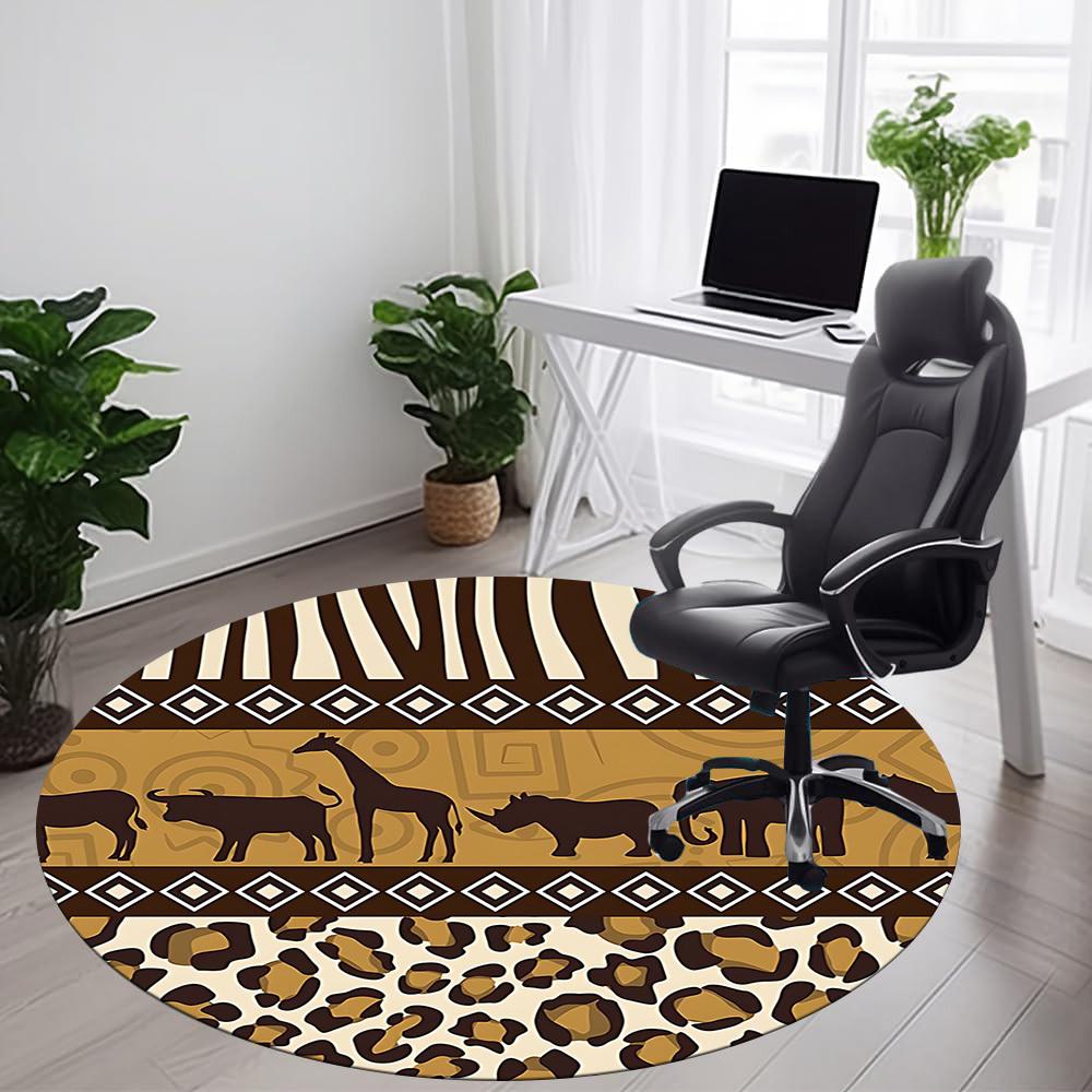 1pc African Giraffe Stripes Office Round Area Rug, Under Office Chairs Bedroom Living Room Home Decor, Room Deco
