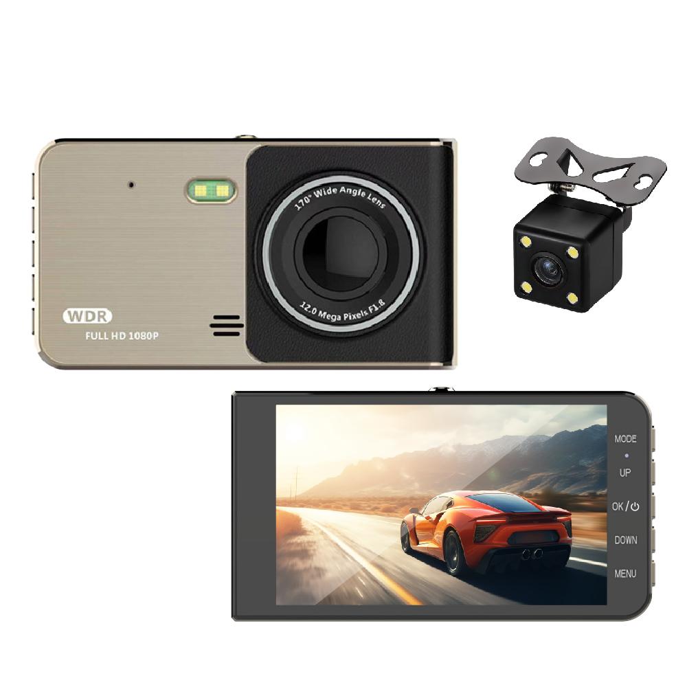 4-inch Dashcam, High-definition Dual-lens Wide-angle Video Recording, Night Vision Loop Recording.