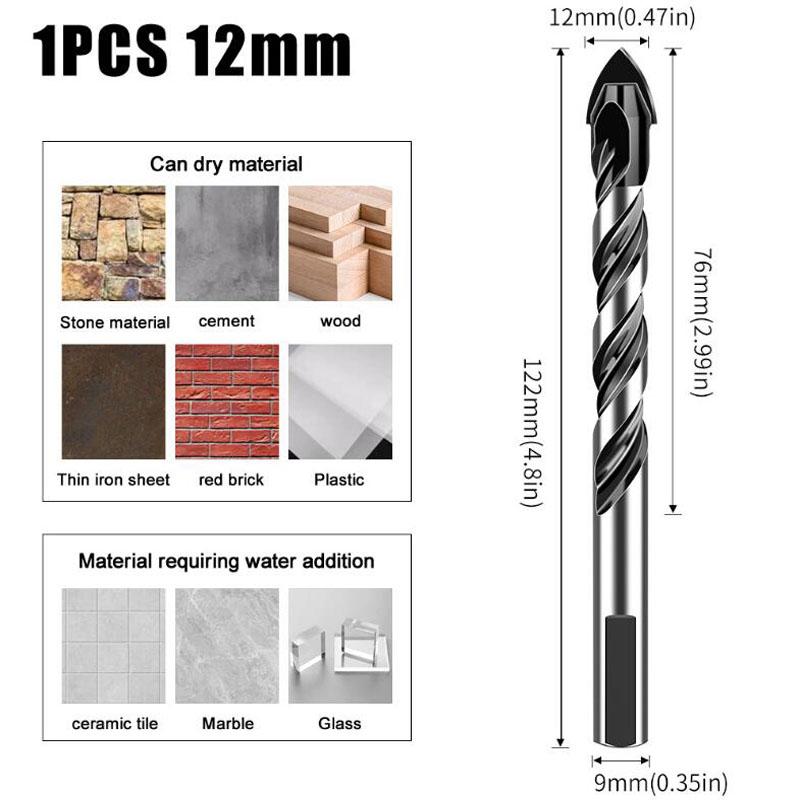 Tile Puncher Wall Drill Glass Cement Concrete Drill Bit Alloy High Hardness Triangulator Drill Multi-function Tools