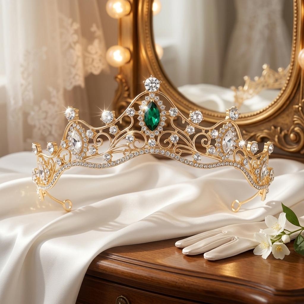 Bridal Rhinestone Crown Headpiece Alloy Base With High-Refractive Index For Wedding Ceremony And Stage Performance