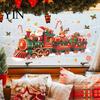 Self Adhesive Holiday Mural Christmas Train Wall Sticker, Santa Claus Reindeer Decals, Window Clings Murals, Removable PVC Art Decor for Home