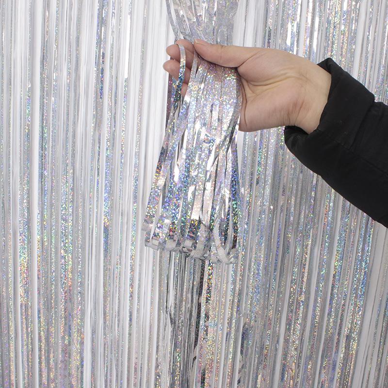 2.6m Silk Laser Rain Curtain for Stage & Party Decor