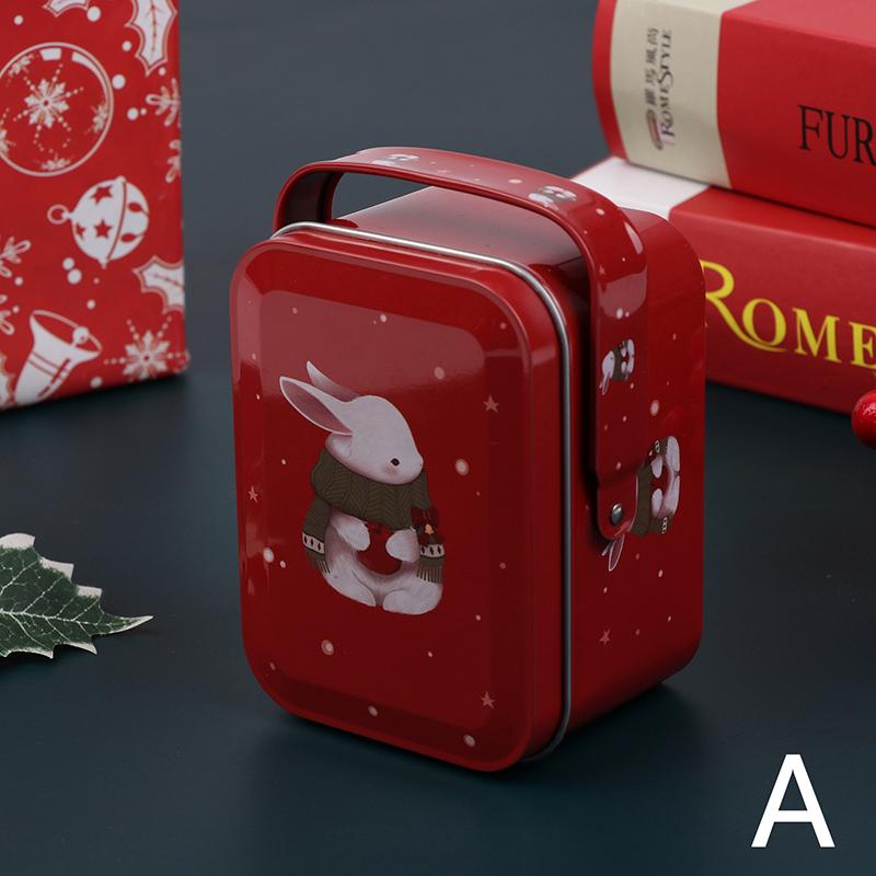 

Рождественский чемодан из жести, коробки для конфет с ручкой, переносные банки для сладостей, переносные держатели для конфет, контейнер для хранения сахара