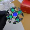 Novelty Vintage Brooch Vintage Atmospheric Trend Glaze Rhinestone Material Set Apparel Accessories Pin