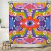 70's Colorful Flowers Shower Curtain Rainbow Mushroom Printing Bathroom Curtains Polyester Waterproof Bathtub Screen with Hooks
