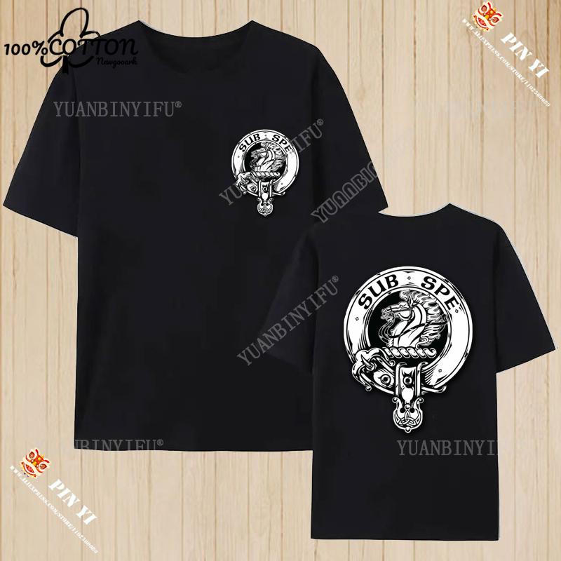 Harajuku Clan Fraser of Lovat Clansman’s Crest Badge Print Summer Trending Unisex T Shirt 100% Cotton O-neck Short-sleev