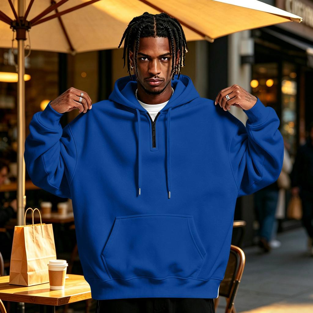 Heren Hoodie met Halve Rits en Capuchon, Pullover Hoodie Top voor Casual Dagelijks Gebruik