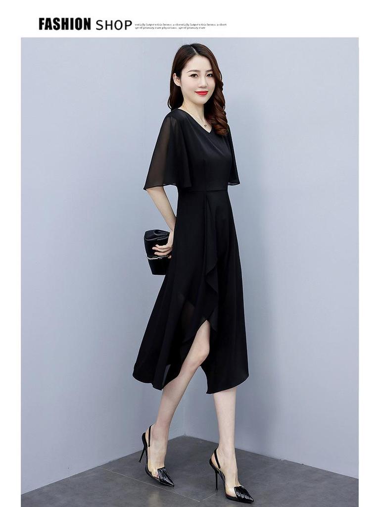 2023 Summer Chiffon Splice Slim Fit Mid-Length Dress