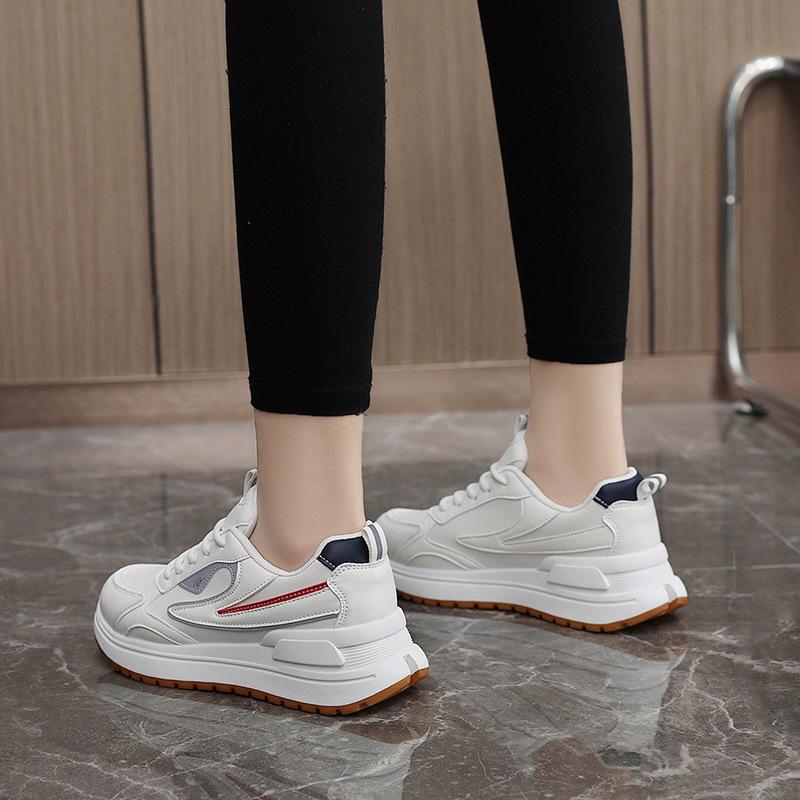 K6901 New  Spring/Summer Breathable Casual Women's Shoes Thick Bottom Heightened Sneakers Students' Street Shot Round Head Stitching