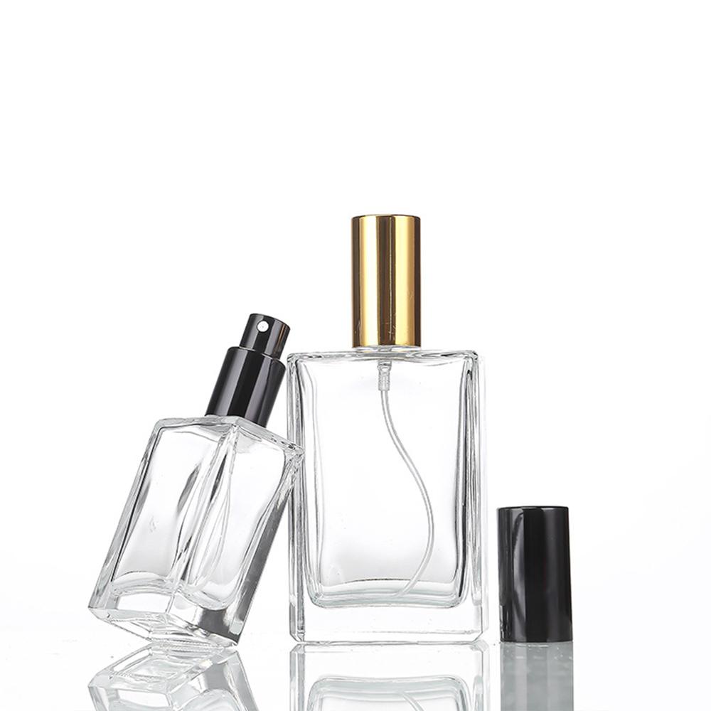 5PCS 10PCS 15ml 30ml 50ml Clear Mini Sample Refillable Perfume Spray Glass Atomizer Bottle With Black Golden Silver Lid