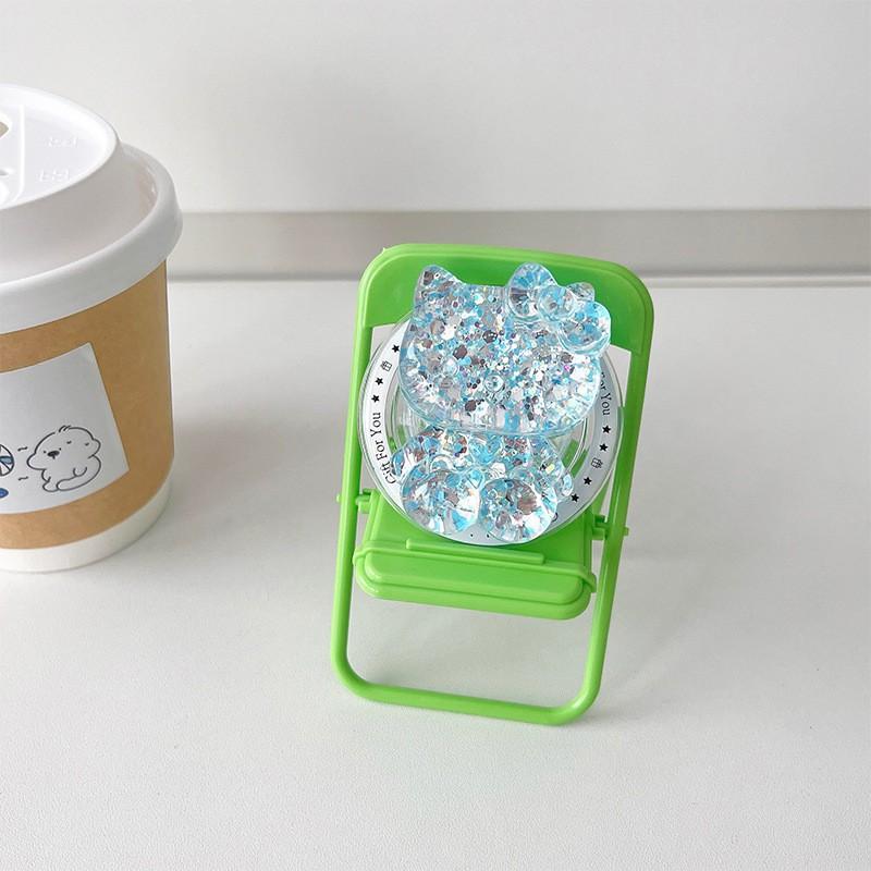 Korean Ins Style Transparent Glitter KT Cat Phone Airbag Bracket Magnetic Suction Magsafe Retractable Support